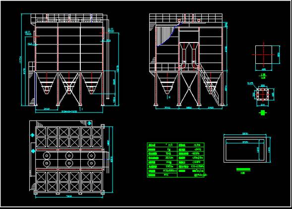 多室的气象脉冲布袋除尘器图纸详细图